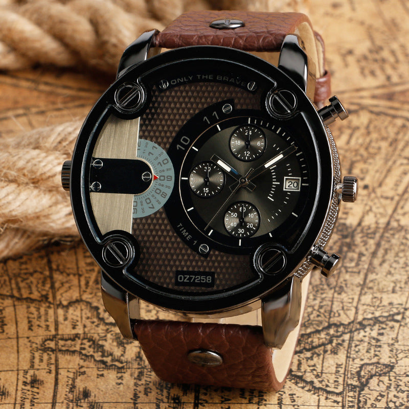 Men's Fashion Large Dial Style Steel Band Watch