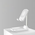 Foldable and Adjustable Phone Holder with 10W Wireless Fast Charge, Up to 25.8cm, Lamp, Non-slip Panel, Mini Shelf, Suitable for Phones and Tablets