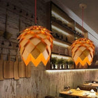 Handcrafted Wooden Pine Cone Pendant Light