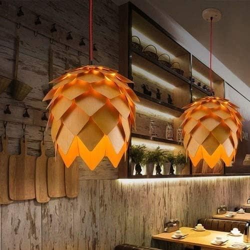 Handcrafted Wooden Pine Cone Pendant Light