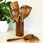 Sustainable wooden cooking utensil set