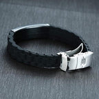 Silicone bracelet with stainless steel plate