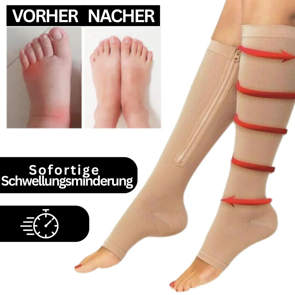 Comfortable compression stockings with zipper