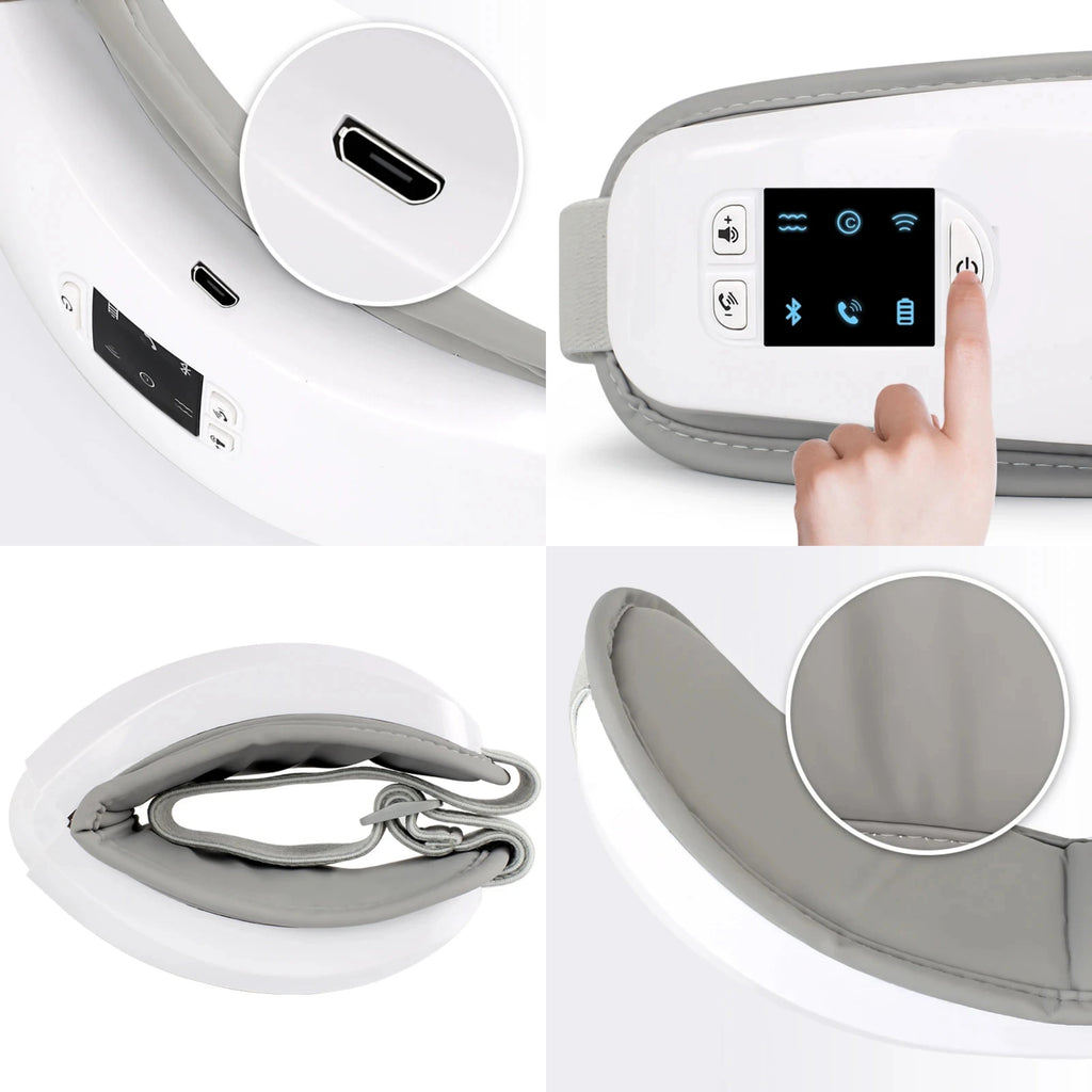 Vistella | 4D Smart Eye Massager - Air Pressure - Vibration - Heat Therapy for Eye Strain Fatigue - Sleep Improvement
