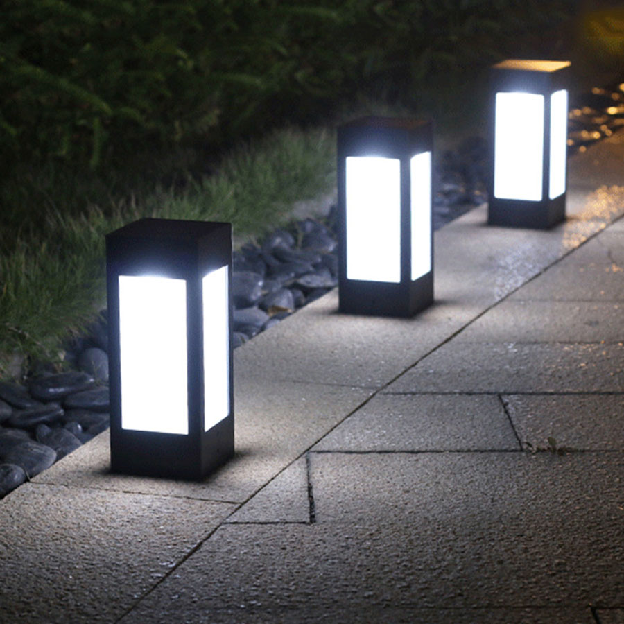 Solar LED garden lantern in square design – decorative outdoor lighting for paths and terrace