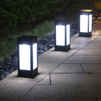 Solar LED garden lantern in square design – decorative outdoor lighting for paths and terrace