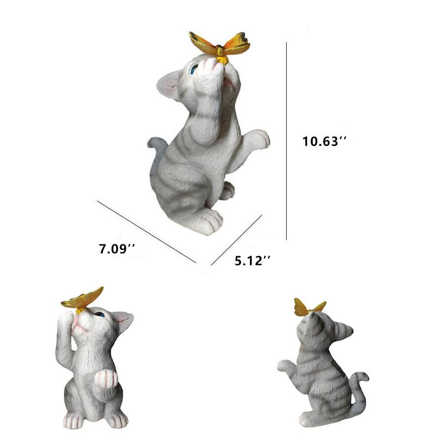 SolarPurr Garden Light | LED Cat Figure with Butterfly | Solar Powered | Weatherproof | Outdoor Decoration