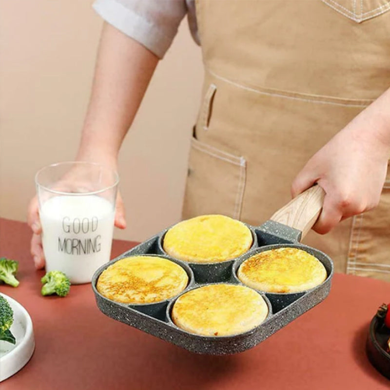 Four-hole egg pan, breakfast omelette household frying pan non-stick pan