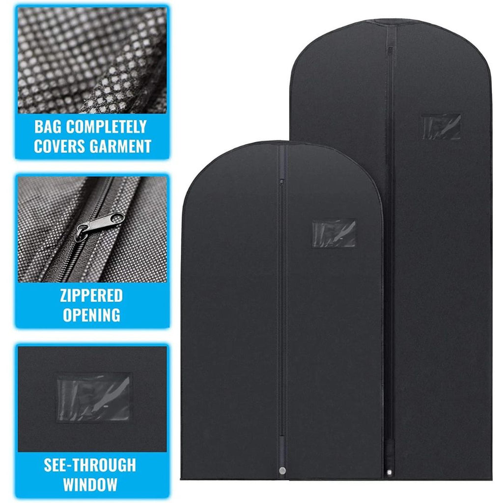 5 Premium Garment Bags - With Transparent Window, Water-Repellent - 40"/54" Inches