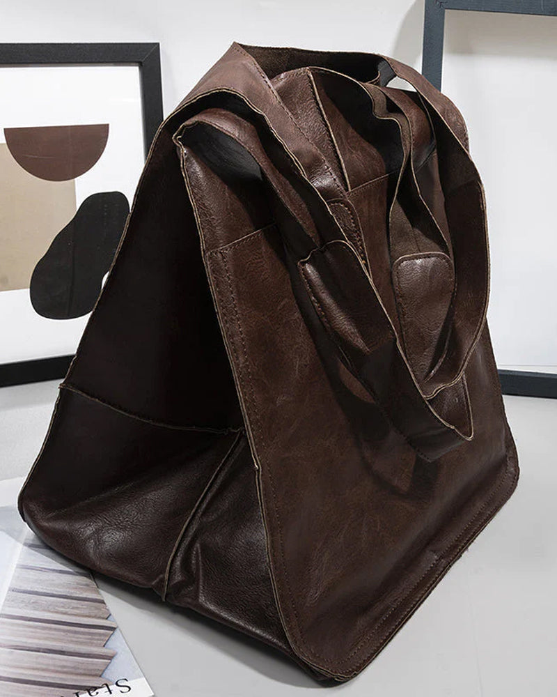 Chic & Sustainable Leather Bag with Large Capacity - Elegant, Versatile Women's Handbag