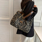 Ladies Handbag Leopard Print One Size Faux Leather