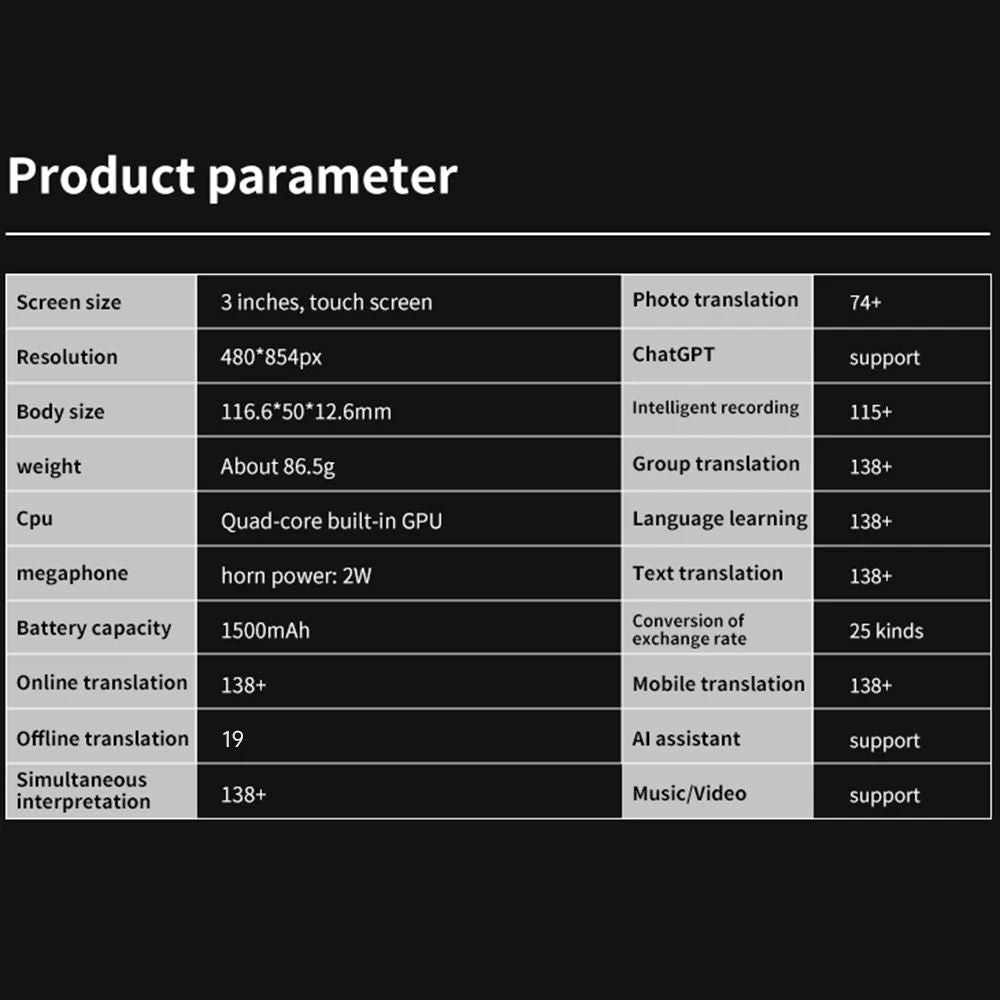 S80 Pro Portable Language Translator – 138 Language Voice Translation, 16 Offline Modes & ChatGPT Integration