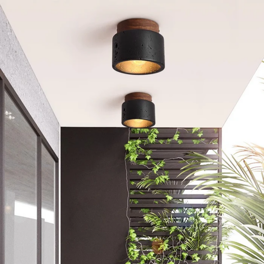 Ceiling lamp with stone look