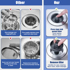 3-in-1 Sink Drain Strainer with Anti-Clogging and Odor Control