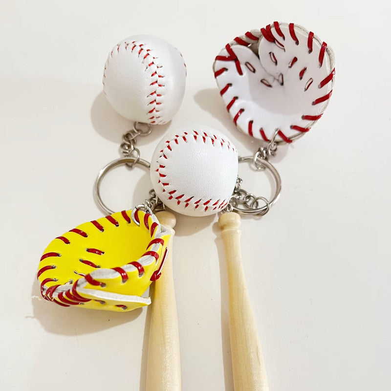 Mini Baseball Glove Set Charm Keychain