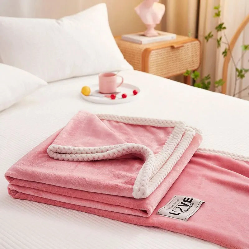 Flannel Fleece Snuggle Blanket in Pink