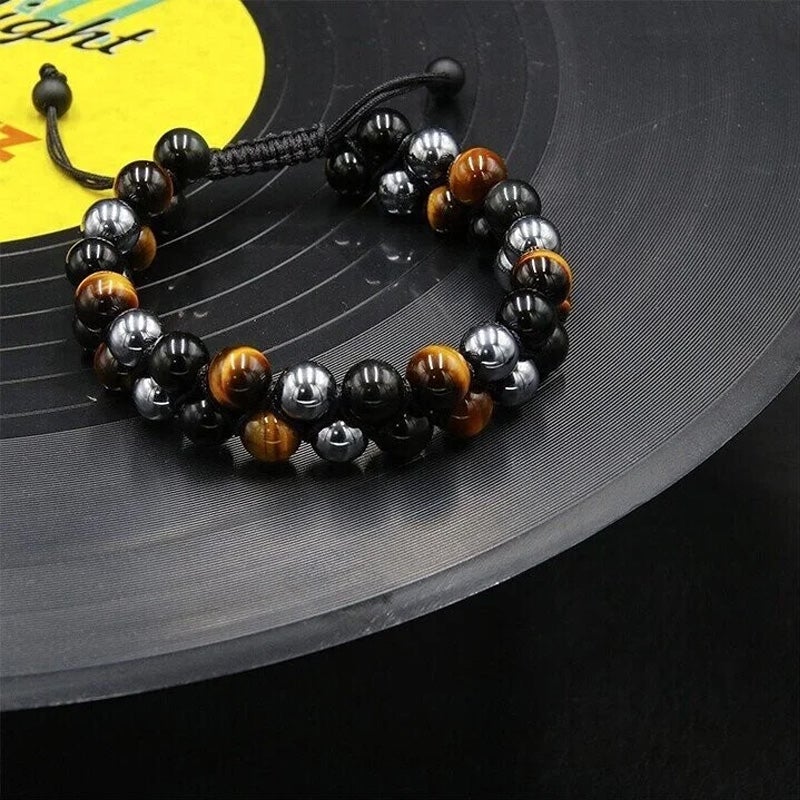 Double-layered gemstone bracelet