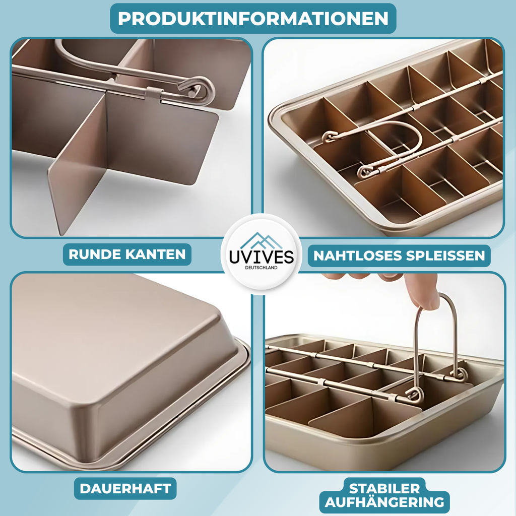 Non-Stick Baking Pan with Divider | 18 Perfect Portions | Even Heat Distribution | CookieCraft