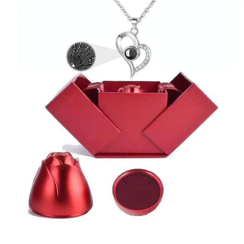 I love you Roses Bloom Necklace in 100 languages gift set