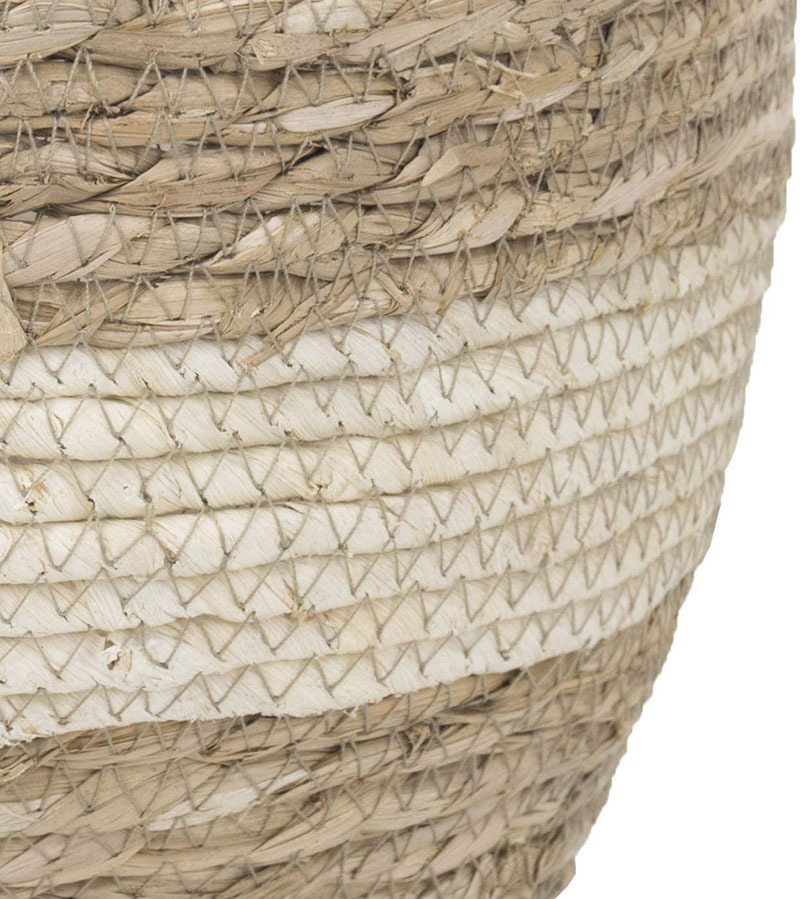 Decorative plant baskets made of seagrass in a set of 3 – Handwoven flower pots with foil insert