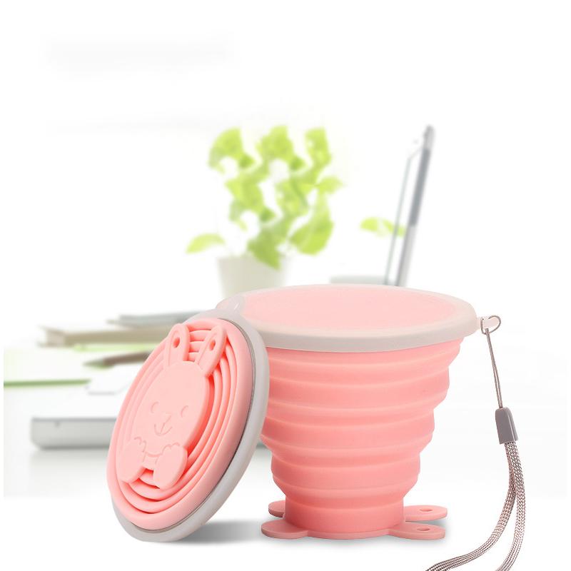 Silicone foldable water glasses with lid