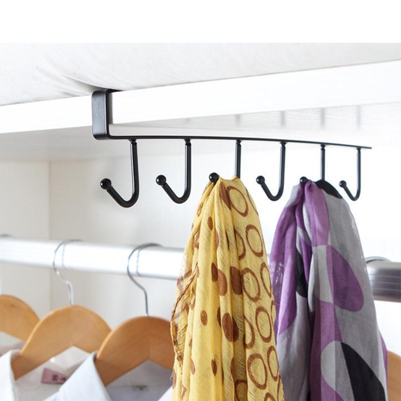 6 Hook Under-Cabinet Hanging Shelf