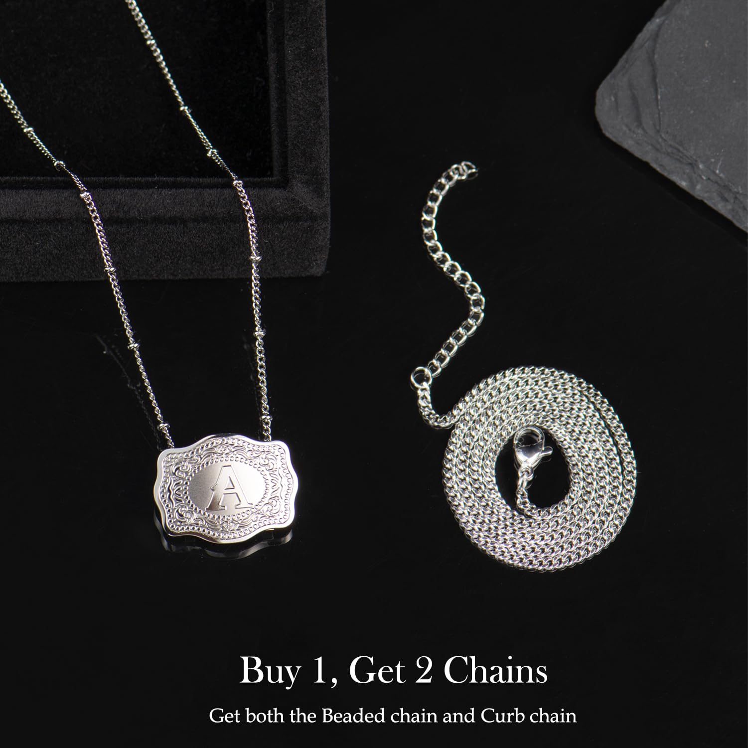 Dainty Belt Buckle Letter Initial Necklaces