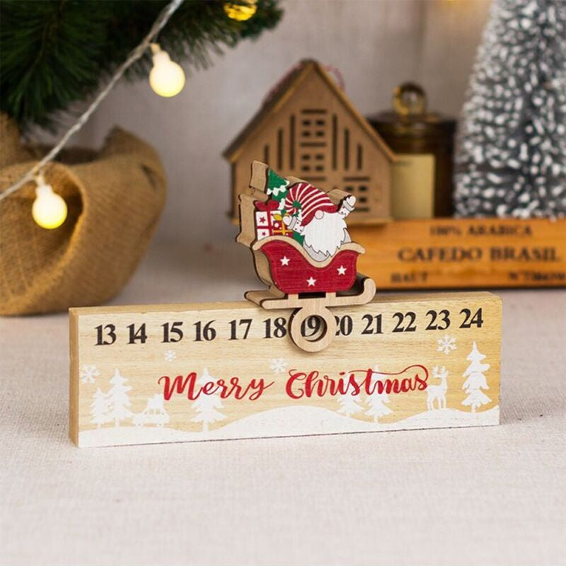 Merry Christmas Wooden Mobile Santa Claus Calendar Ornament