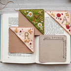 Personalized hand-stitched corner bookmark