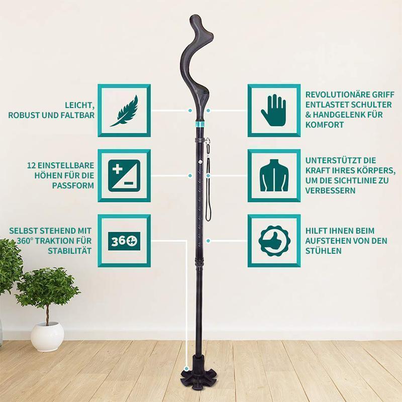 Foldable and extendable walking stick