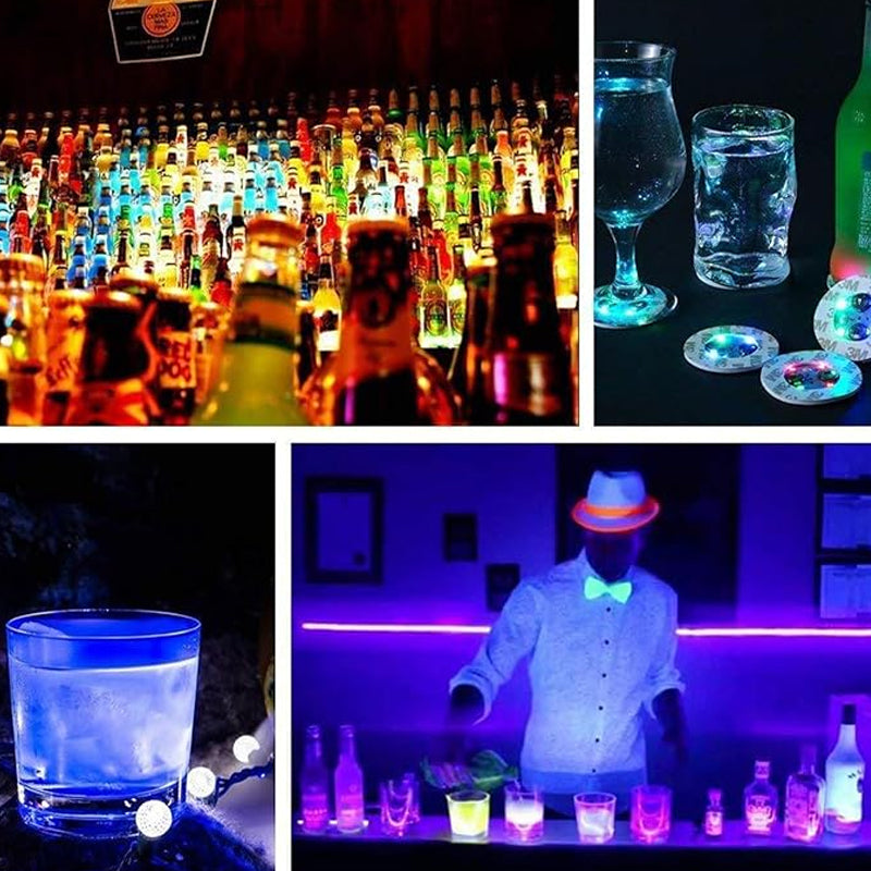 LED glowing bottle stickers and coasters