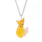 Hand-painted Fox and Wolf Couple Embrace Necklace