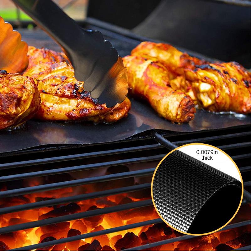 Non-stick BBQ grill mats with cutting box