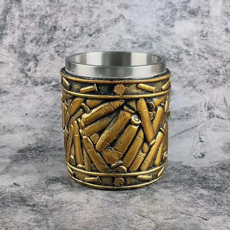 Stainless Steel Bullet Pattern Unique Revolver Beer Mug