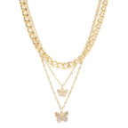 Stacked Butterfly Pendant Necklace