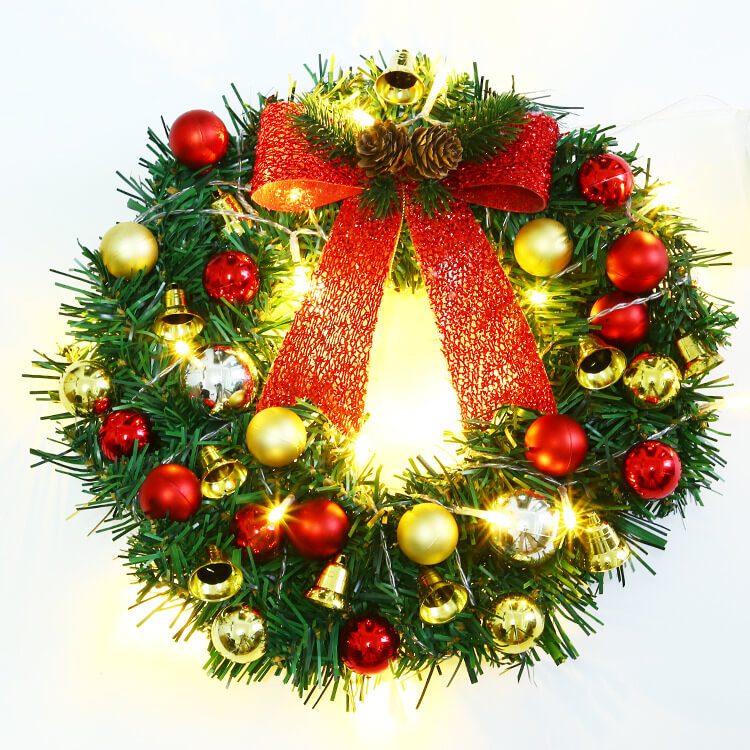 Christmas Wreath Branches Bells Christmas Lights String Decoration Lights