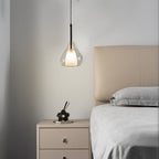 Industrial pendant light with double glass and raindrop design - Small hanging lamp for dining room and kitchen, modern minimalist design
