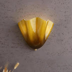 Retro Wall Lamp of Colored Glass in Skirt-Shaped Shell Pattern