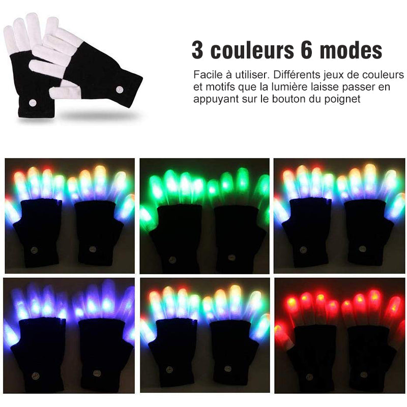 Leather Gloves Finger Lights 3 Colors 6 Modes