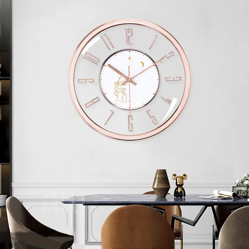 Luxurious silent wall clock – Modern design with large dial for living room