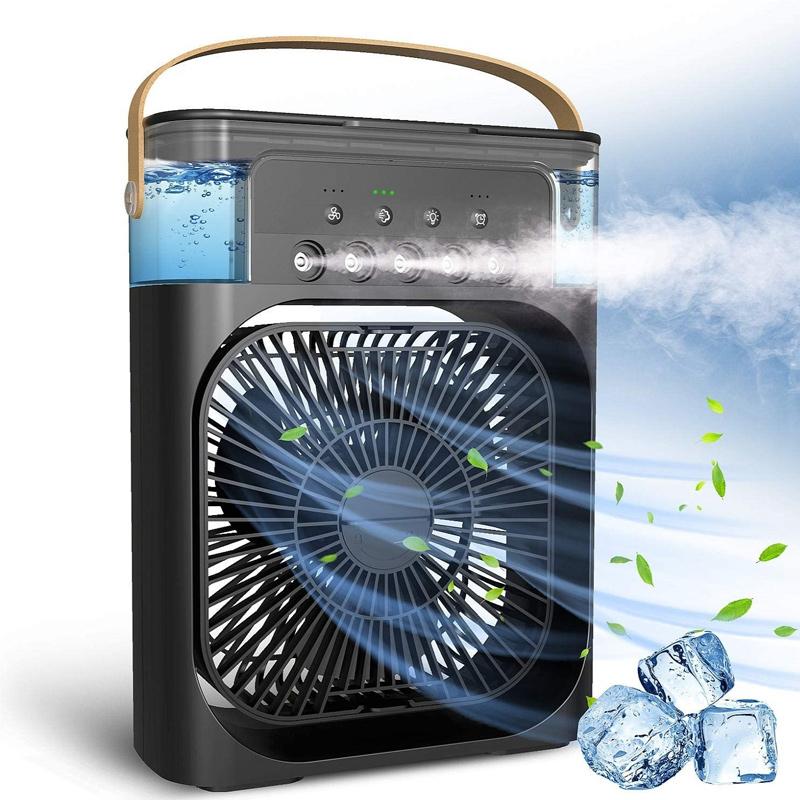 Spray cooling fan with watering can