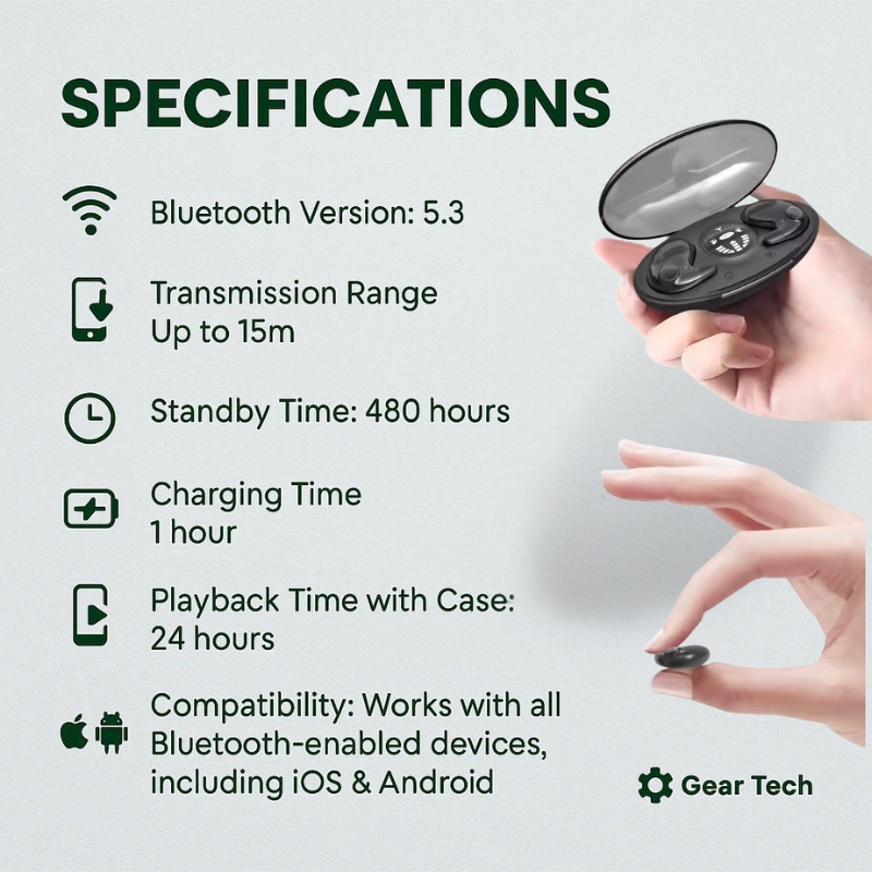 Invisible Wireless Sleep Headphones | Bluetooth 5.3 for Comfortable Sleep and Relaxation