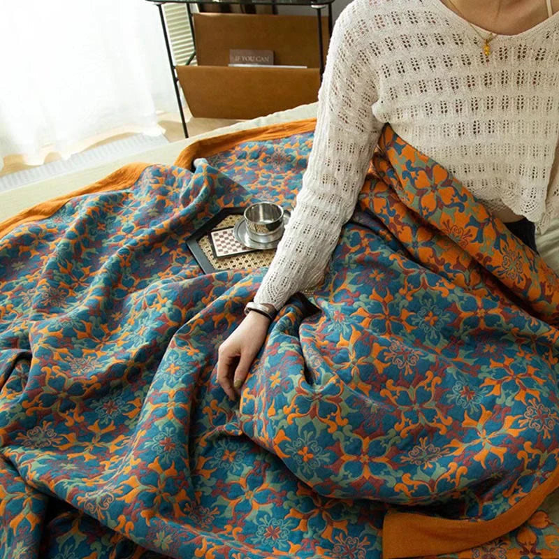 & Blue Pattern Six-layer Cotton Quilt - TerraLoom