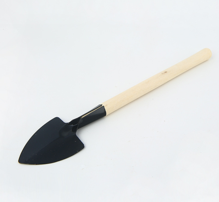 3-piece garden tool set with wooden handles – Handy shovel, rake, and hoe for garden maintenance