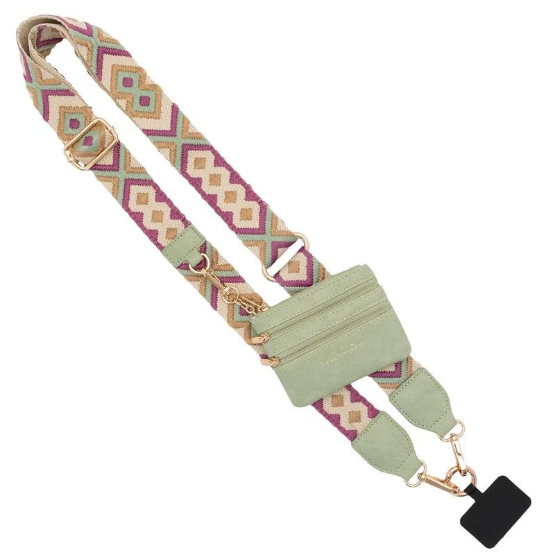 Phone strap with zipper pocket