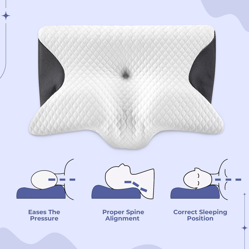 Memory Foam Neck Butterfly Shape Pillow with Armrests for Side & Back Sleepers