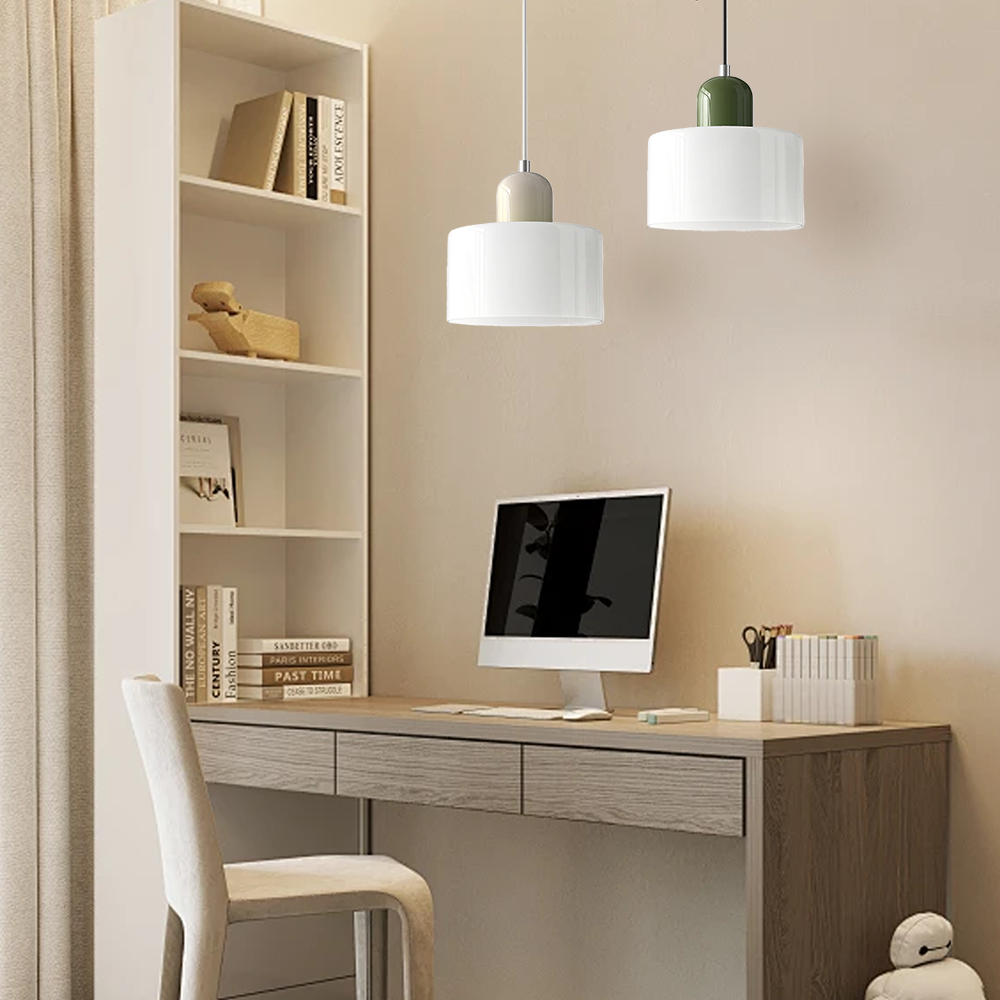 Glass light in subtle colors of the kitchen