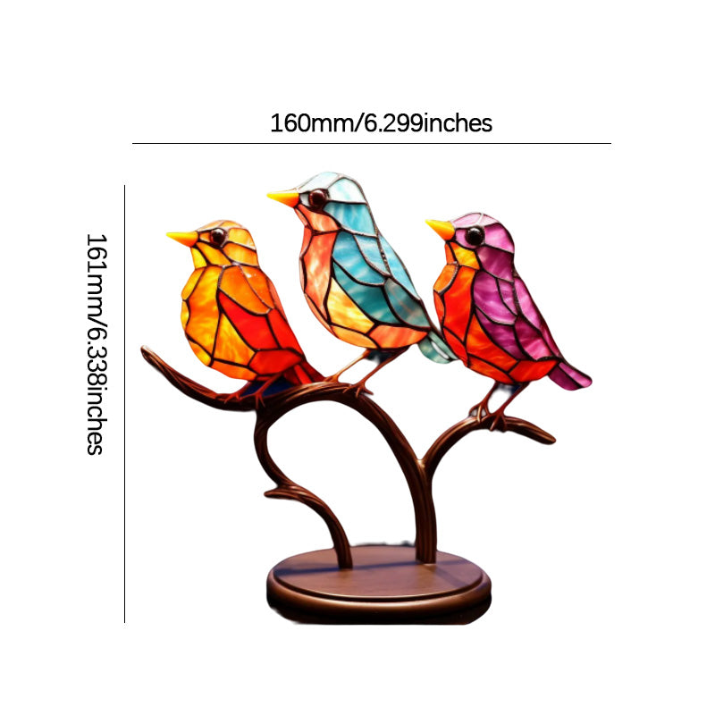 Bird on Branch Metal Painted Desktop Ornament
