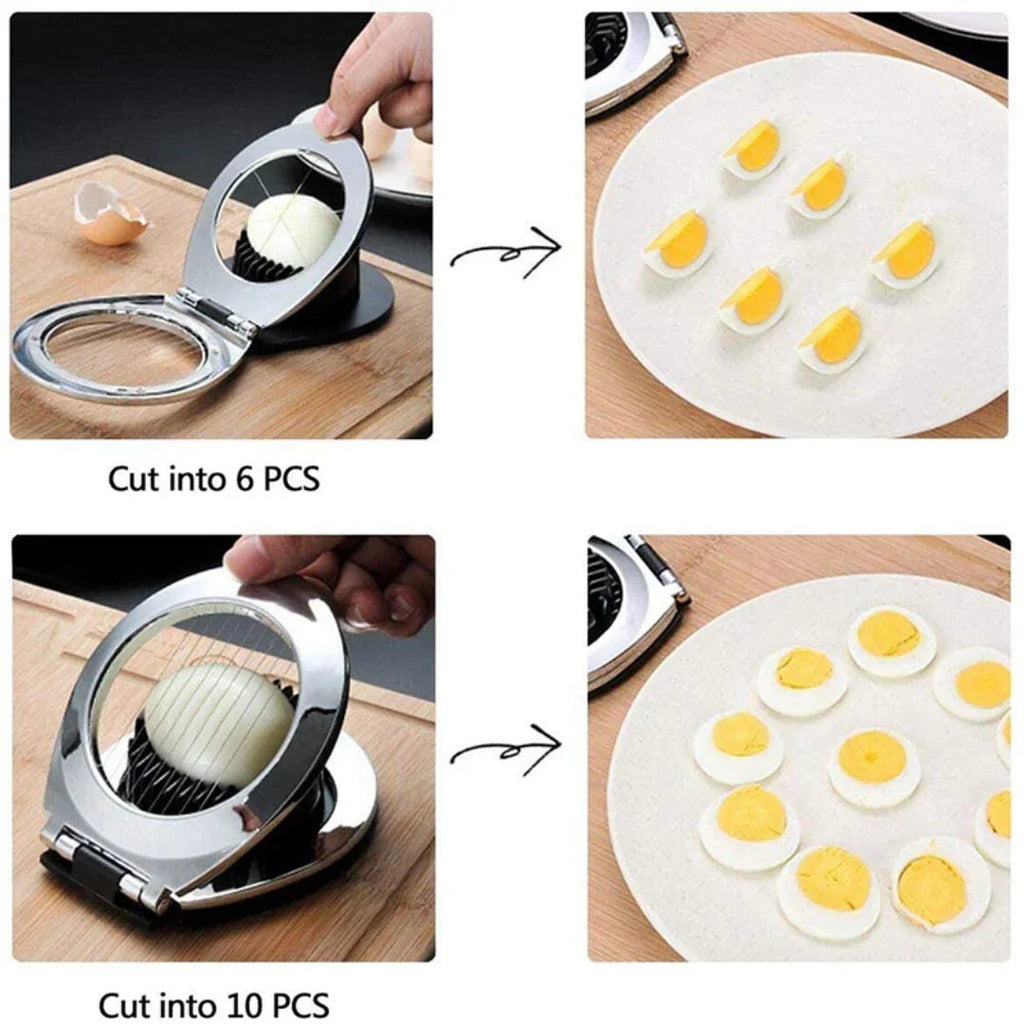Stainless Steel Egg Slicer – 3-in-1 Cutting Options for Effortless Preparation!
