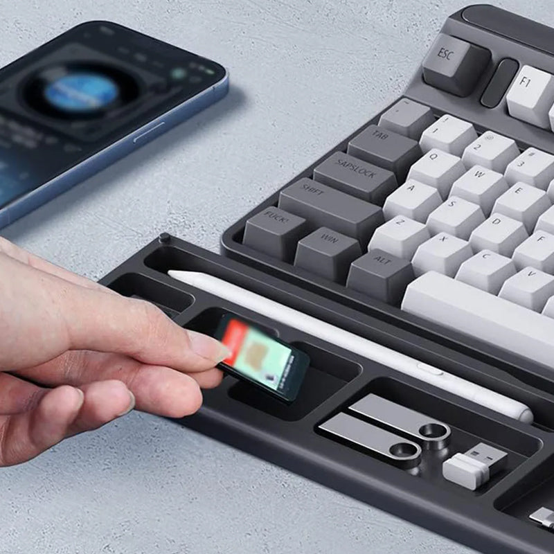 Keyboard wrist rest with desk divider box